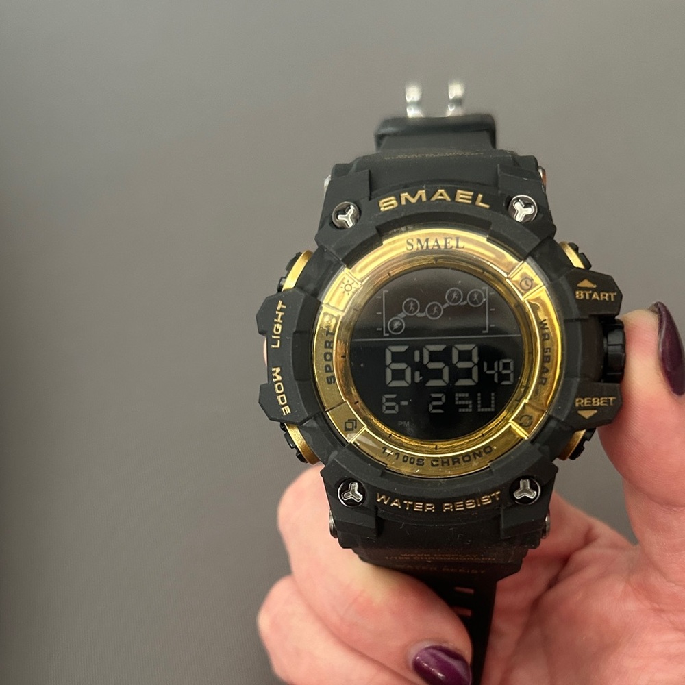 Black and Gold Digital Sports Watch